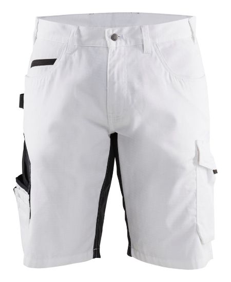 Afbeeldingen van BLÅKLÄDER Schildersshort met stretch 1094 wit/donkergrijs C60