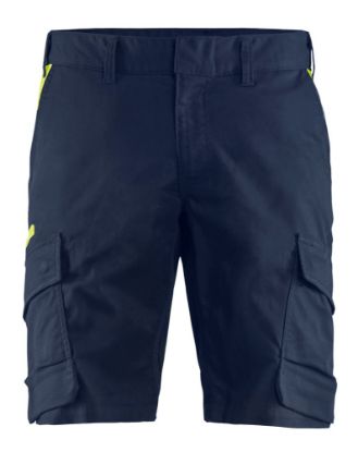 Afbeeldingen van BLÅKLÄDER Short industrie met stretch 1446 donker marineblauw/High Vis geel C44