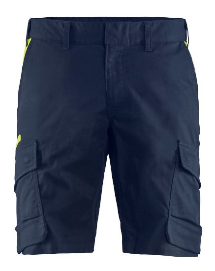 Afbeeldingen van BLÅKLÄDER Short industrie met stretch 1446 donker marineblauw/High Vis geel C50