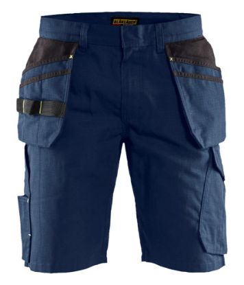 Afbeeldingen van BLÅKLÄDER Short service met spijkerzakken 1494 donker marineblauw/High Vis geel C50