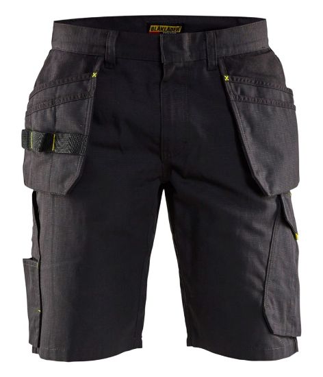 Afbeeldingen van BLÅKLÄDER Short service met spijkerzakken 1494 zwart/High Vis geel C60