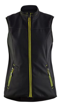 Afbeeldingen van BLÅKLÄDER Softshell bodywarmer dames 3851 zwart/High Vis geel 3XL
