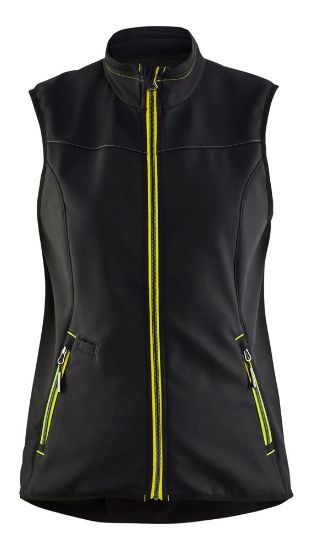 Afbeeldingen van BLÅKLÄDER Softshell bodywarmer dames 3851 zwart/High Vis geel XS
