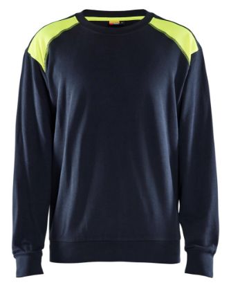 Afbeeldingen van BLÅKLÄDER Sweater bi-colour 3580 donker marineblauw/High Vis geel 4XL