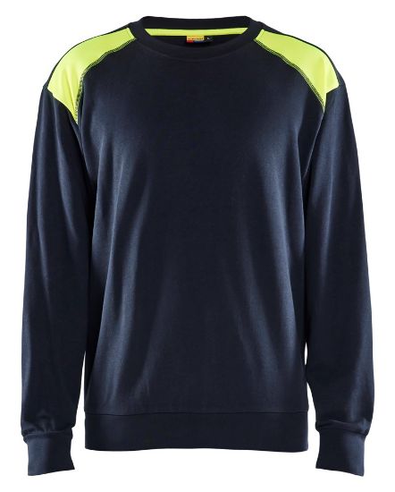 Afbeeldingen van BLÅKLÄDER Sweater bi-colour 3580 donker marineblauw/High Vis geel M