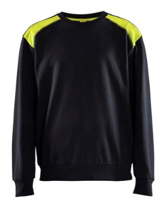 Afbeeldingen van BLÅKLÄDER Sweater bi-colour 3580 zwart/High Vis geel 4XL