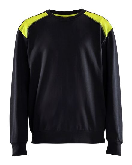 Afbeeldingen van BLÅKLÄDER Sweater bi-colour 3580 zwart/High Vis geel 4XL
