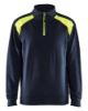 Afbeeldingen van BLÅKLÄDER Sweater bi-colour met halve rits 3353 donker marineblauw/High Vis geel S