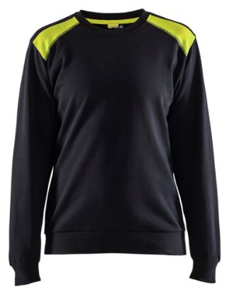 Afbeeldingen van BLÅKLÄDER Sweater dames bi-colour 3408 zwart/High Vis geel M