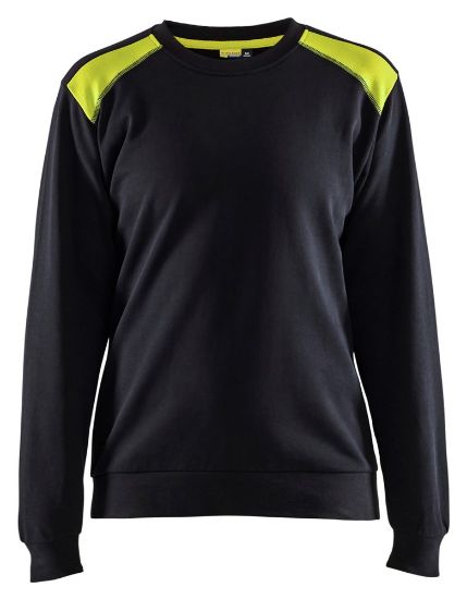 Afbeeldingen van BLÅKLÄDER Sweater dames bi-colour 3408 zwart/High Vis geel M