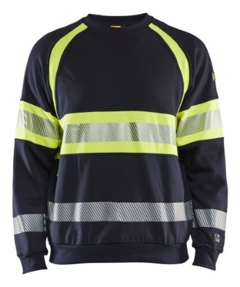 Afbeeldingen van BLÅKLÄDER Sweater Multinorm 3459 marineblauw/High Vis geel 2XL