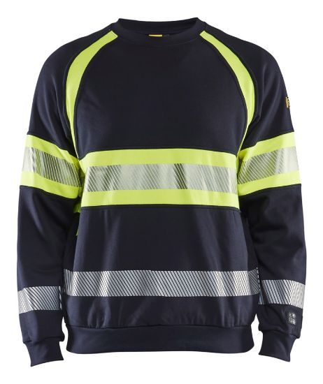 Afbeeldingen van BLÅKLÄDER Sweater Multinorm 3459 marineblauw/High Vis geel 2XL