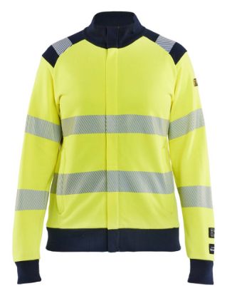 Afbeeldingen van BLÅKLÄDER Sweater Multinorm dames met rits 3471 High Vis geel/marineblauw XL
