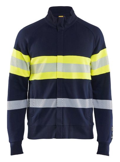 Afbeeldingen van BLÅKLÄDER Sweater Multinorm met rits 3462 marineblauw/High Vis geel XL
