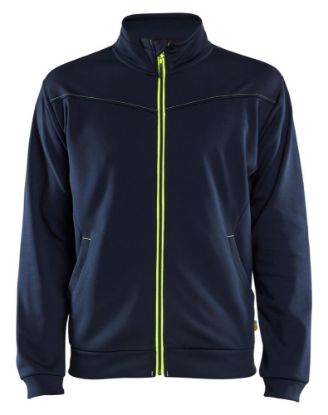 Afbeeldingen van BLÅKLÄDER Sweater service met rits 3362 donker marineblauw/High Vis geel L
