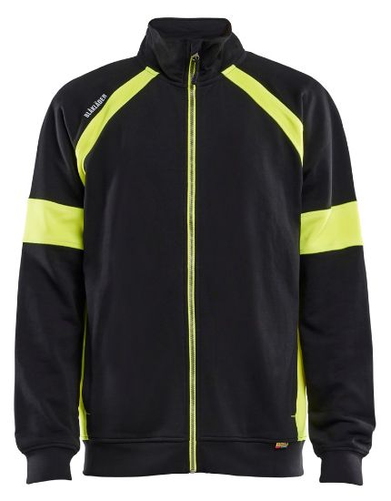 Afbeeldingen van BLÅKLÄDER Sweater Visible met rits 3567 zwart/High Vis geel 5XL