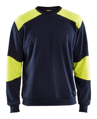 Afbeeldingen van BLÅKLÄDER Sweater vlamvertragend 3458 marineblauw/High Vis geel 2XL
