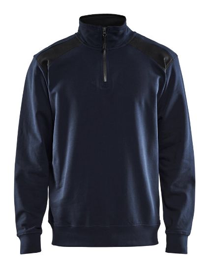 Afbeeldingen van BLÅKLÄDER Sweatshirt bi-colour met halve rits 3353 donker marineblauw/zwart M