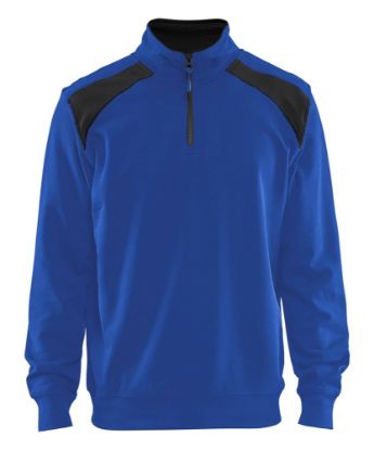 Afbeeldingen van BLÅKLÄDER Sweatshirt bi-colour met halve rits 3353 korenblauw/zwart 4XL