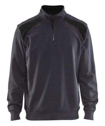 Afbeeldingen van BLÅKLÄDER Sweatshirt bi-colour met halve rits 3353 medium grijs/zwart 4XL