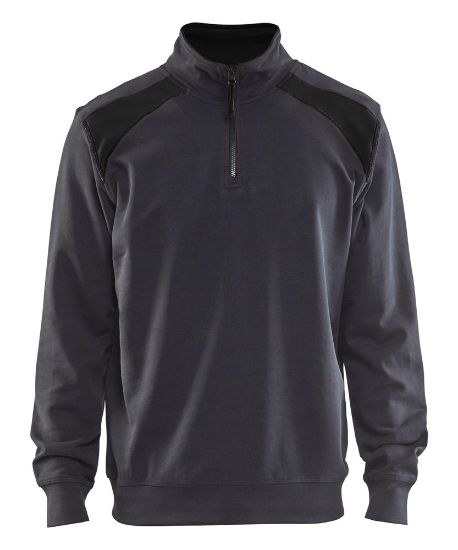 Afbeeldingen van BLÅKLÄDER Sweatshirt bi-colour met halve rits 3353 medium grijs/zwart L