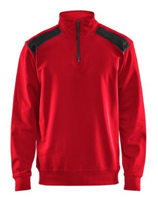 Afbeeldingen van BLÅKLÄDER Sweatshirt bi-colour met halve rits 3353 rood/zwart S