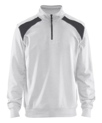 Afbeeldingen van BLÅKLÄDER Sweatshirt bi-colour met halve rits 3353 wit/donkergrijs L