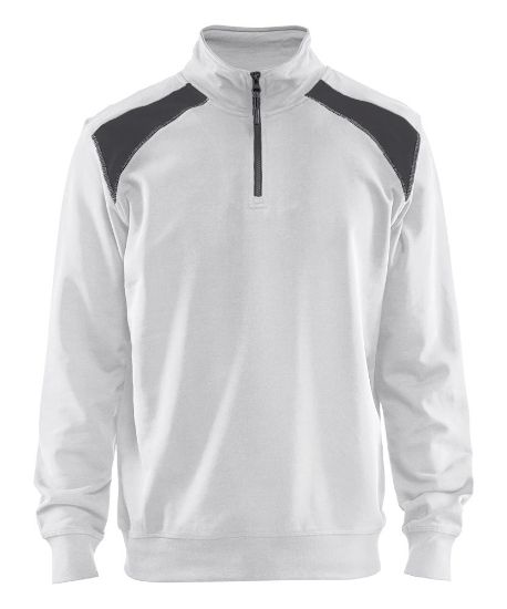 Afbeeldingen van BLÅKLÄDER Sweatshirt bi-colour met halve rits 3353 wit/donkergrijs S