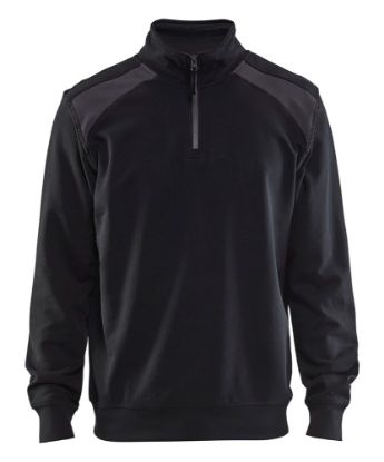 Afbeeldingen van BLÅKLÄDER Sweatshirt bi-colour met halve rits 3353 zwart/donkergrijs XL