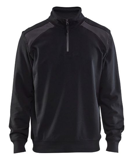 Afbeeldingen van BLÅKLÄDER Sweatshirt bi-colour met halve rits 3353 zwart/donkergrijs XS