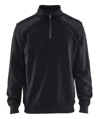 Afbeeldingen van BLÅKLÄDER Sweatshirt bi-colour met halve rits 3353 zwart/medium grijs 2XL