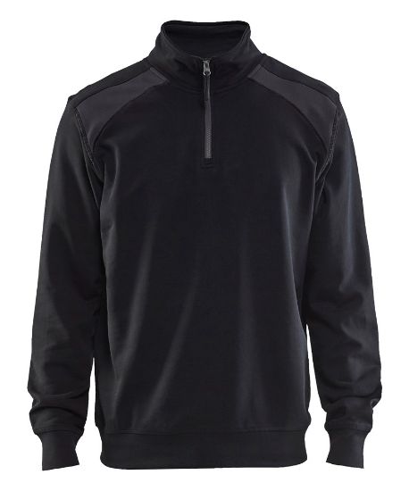 Afbeeldingen van BLÅKLÄDER Sweatshirt bi-colour met halve rits 3353 zwart/medium grijs 2XL