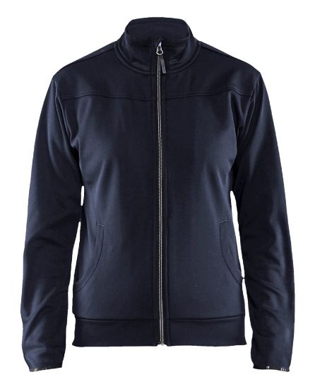 Afbeeldingen van BLÅKLÄDER Sweatshirt service dames met rits 3394 donker marineblauw/zwart 2XL
