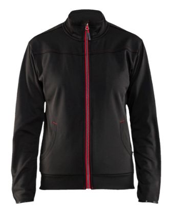 Afbeeldingen van BLÅKLÄDER Sweatshirt service dames met rits 3394 zwart/rood XS
