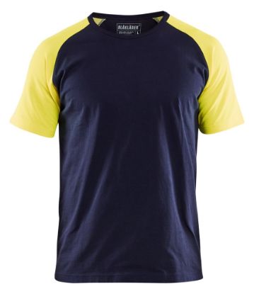 Afbeeldingen van BLÅKLÄDER T-shirt 3515 marineblauw/High Vis geel 5XL