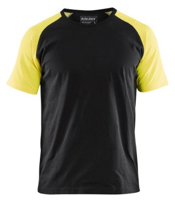 Afbeeldingen van BLÅKLÄDER T-shirt 3515 zwart/High Vis geel 5XL