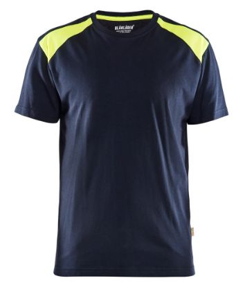 Afbeeldingen van BLÅKLÄDER T-shirt bi-colour 3379 donker marineblauw/High Vis geel M
