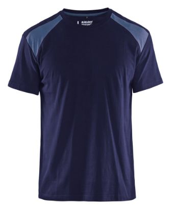 Afbeeldingen van BLÅKLÄDER T-shirt bi-colour 3379 marineblauw/grijs XS