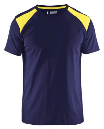 Afbeeldingen van BLÅKLÄDER T-shirt bi-colour 3379 marineblauw/High Vis geel M