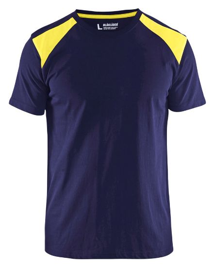 Afbeeldingen van BLÅKLÄDER T-shirt bi-colour 3379 marineblauw/High Vis geel S