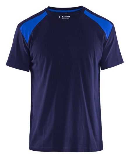Afbeeldingen van BLÅKLÄDER T-shirt bi-colour 3379 marineblauw/korenblauw 2XL