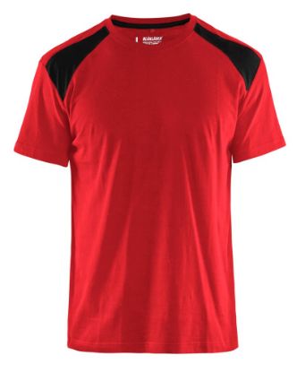 Afbeeldingen van BLÅKLÄDER T-shirt bi-colour 3379 rood/zwart S