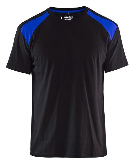 Afbeeldingen van BLÅKLÄDER T-shirt bi-colour 3379 zwart/korenblauw S