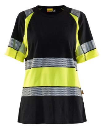 Afbeeldingen van BLÅKLÄDER T-shirt dames 3410 zwart/High Vis geel XL