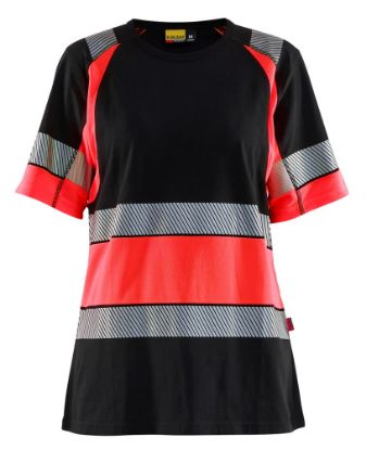 Afbeeldingen van BLÅKLÄDER T-shirt dames 3410 zwart/High Vis rood M