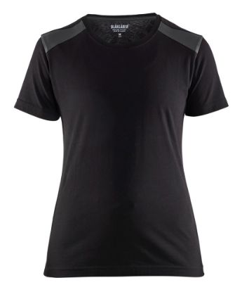 Afbeeldingen van BLÅKLÄDER T-shirt dames bi-colour 3479 zwart/donkergrijs 2XL