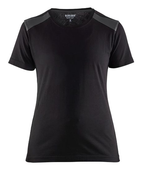 Afbeeldingen van BLÅKLÄDER T-shirt dames bi-colour 3479 zwart/donkergrijs S