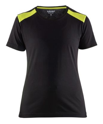 Afbeeldingen van BLÅKLÄDER T-shirt dames bi-colour 3479 zwart/High Vis geel M