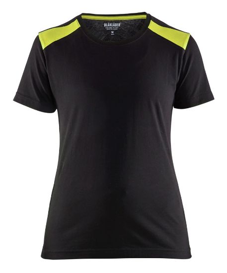 Afbeeldingen van BLÅKLÄDER T-shirt dames bi-colour 3479 zwart/High Vis geel S