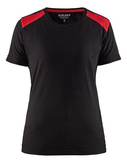 Afbeeldingen van BLÅKLÄDER T-shirt dames bi-colour 3479 zwart/rood S